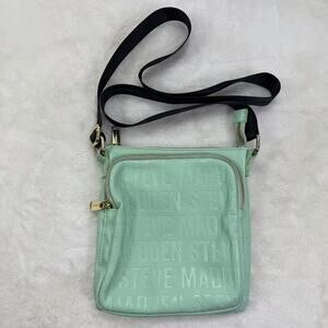 Steve Madden Embossed Logo Crossbody Bag Mint Green Adjustable Strap